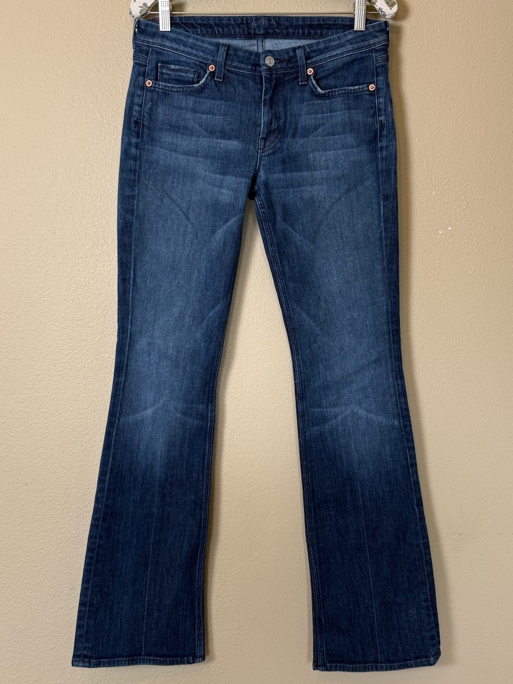 7 For All Mankind Dark Wash Mid Rise Bootcut Flare Jeans Size 28 - Picture 2 of 6